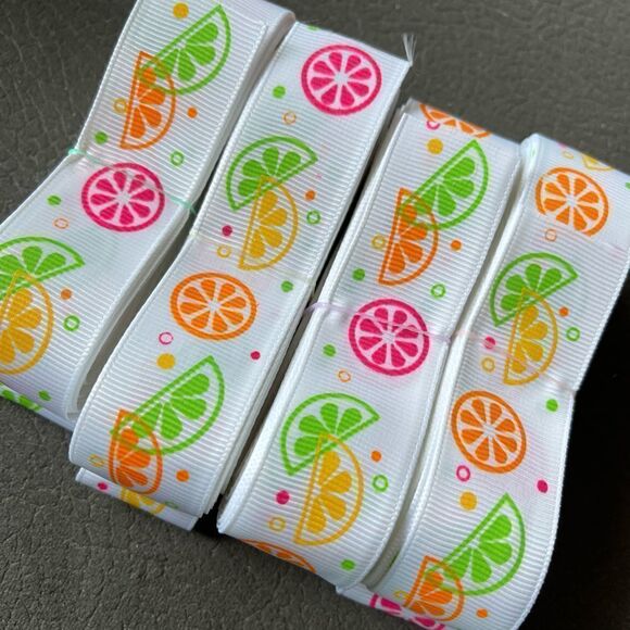 Grosgrain printed ribbon 7/8” 5 yards citrus neon fruit summer lemon lime orange - Picture 9 of 10